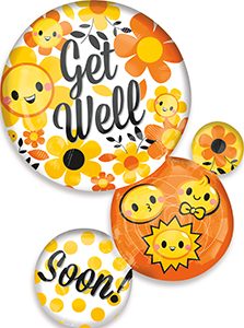 Get Well Bubble Emoticon helium shape balloon by Anagram. 