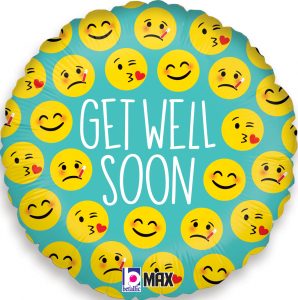 Emoji Get Well standard size balloon by Betallic.