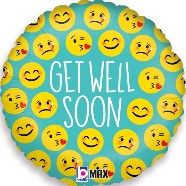 Emoji Get Well standard size balloon by Betallic.