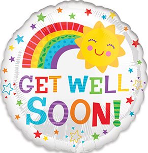 Get Well Happy Sun standard size balloon by Anagram.