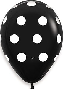 11 inch Polka Dots Black & White Betallatex Latex balloon by Betallic.