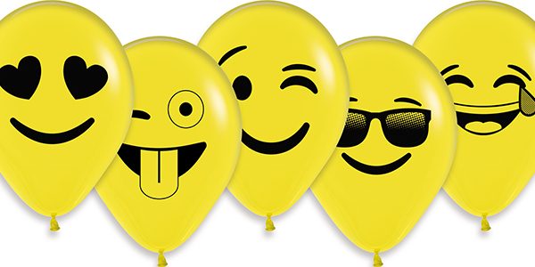 5 inch Emoji Assortment of Betallatex Latex printed balloons by Betallic.