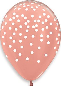 5 inch White Confetti Rose Gold Betallatex Latex printed balloon by Betallic.