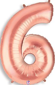 MEGALoons Number 6 Rose Gold balloon.