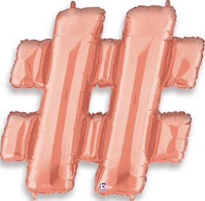 MEGALoons Hashtag # Rose Gold balloon.
