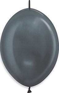 12 inch LINK-O-LOON Metallic Graphite Betallatex balloon.