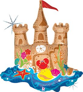 Sand Castle helium shape Holographic balloon by Betallic.