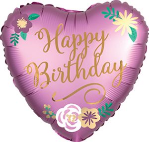 Happy Birthday Satin Flowers standard balloon by Anagram.