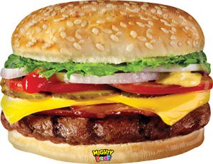 Mighty Pics Cheeseburger helium shape Might Bright balloon by Betallic.