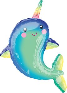 Happy Narwal helium shape balloon by Anagram.