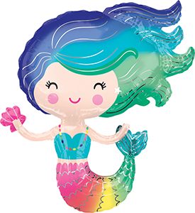 Colorful Mermaid helium shape balloon by Anagram.