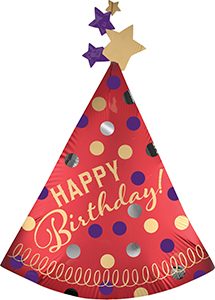 Red Satin Party Hat helium shape by Anagram.