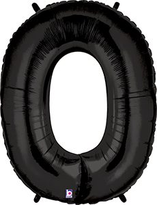 MEGALoons Number 0 Black 40 inch balloon.