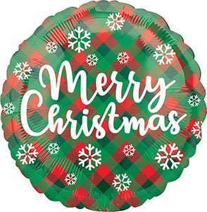 Christmas Green Red Plaid standard balloon by Anagram.
