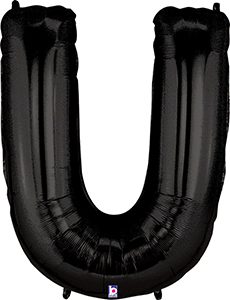 MEGAloons Letter U Black 40 inch balloon.