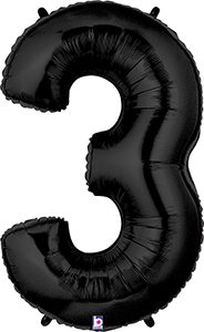 MEGALoons Number 3 Black 40 inch balloon.