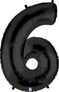 MEGALoons Number 6 Black 40 inch balloon.