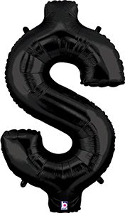 MEGAloons Dollar Sign $ Black 40 inch balloon.