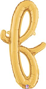 Consumer Inflated Script Letter Lowercase f Gold balloon by Betallic.