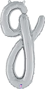 Consumer Inflated Script Letter Lowercase g Silver balloon by Betallic.