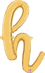 Consumer Inflated Script Letter Lowercase h Gold balloon by Betallic.