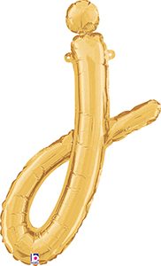 Consumer Inflated Script Letter Lowercase j Gold balloon by Betallic.