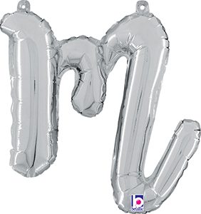 Consumer Inflated Script Letter Lowercase m Silver balloon by Betallic.
