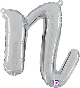 Consumer Inflated Script Letter Lowercase n Silver balloon by Betallic.