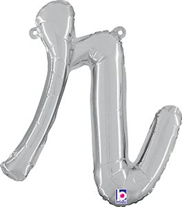 Consumer Inflated Script Letter Lowercase r Silver balloon by Betallic.