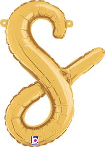 Consumer Inflated Script Letter Lowercase s Gold balloon by Betallic.