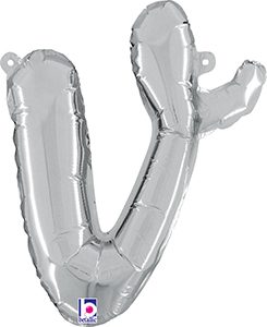 Consumer Inflated Script Letter Lowercase v Silver balloon by Betallic.