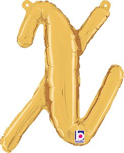 Consumer Inflated Script Letter Lowercase x Gold balloon by Betallic.