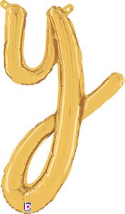 Consumer Inflated Script Letter Lowercase y Gold balloon by Betallic.