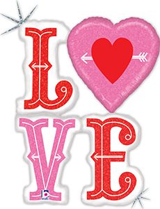 Valentine/Love Helium Shape Balloons