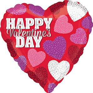 Happy Valentine's Day Dotty Hearts Standard balloon by Anagram.