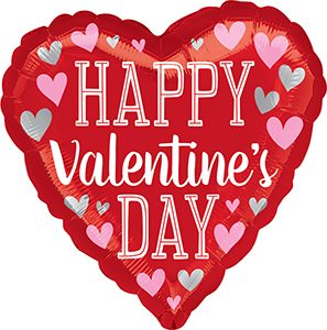 Happy Valentine's Day Pink Silver Hearts Standard balloon by Anagram.