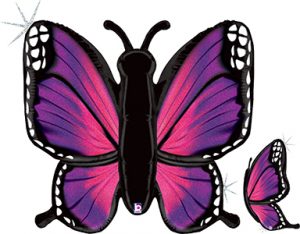 Radiant Butterfly Pink Glitter Holographic helium shape balloon by Betallic.