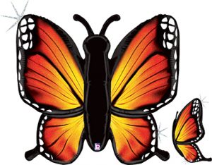 Radiant Butterfly Orange Glitter Holographic balloon by Betallic.