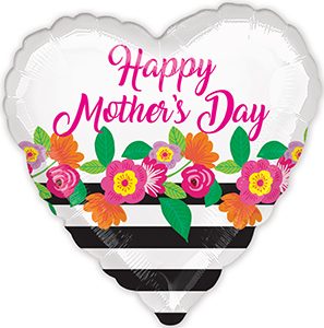 Happy Mother's Day Flowery Stripes Standard balloon by Anagram.