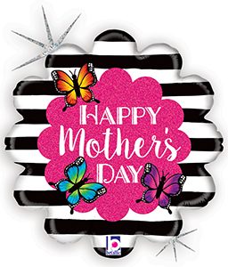 Radiant Butterfly Happy Mothers Day Standard Holographic balloon by Betallic.