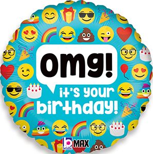 Emoji OMG Birthday Standard balloon by Betallic.