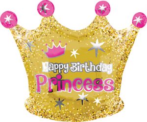 Happy Birthday Gold Crown Junior Shape balloon by Anagram.