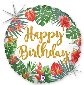 Tropical Birthday Holographic Standard balloon by Betallic.