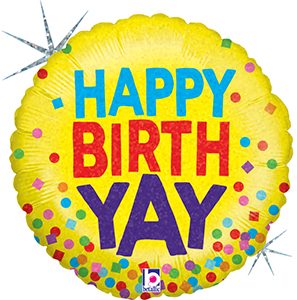 Happy BirthYAY Holographic Standard ballon by Betallic.