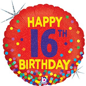 16th Birthday Confetti Standard balloon by Anagram.