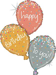 Rose Gold Birthday Balloon Holographic helium shape by Betallic.