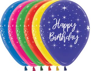 11 inch Happy Birthday Radiant Assortment of Betallatex balloons.