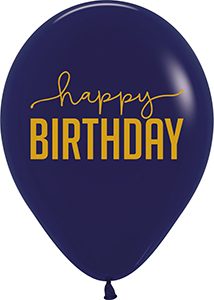 11 inch Happy Birthday Navy Betallatex balloon.
