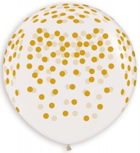 36 inch Gold Confetti Crystal Betallatex balloon.