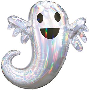 Iridescent Ghost Holographic helium shape balloon by Anagram.
